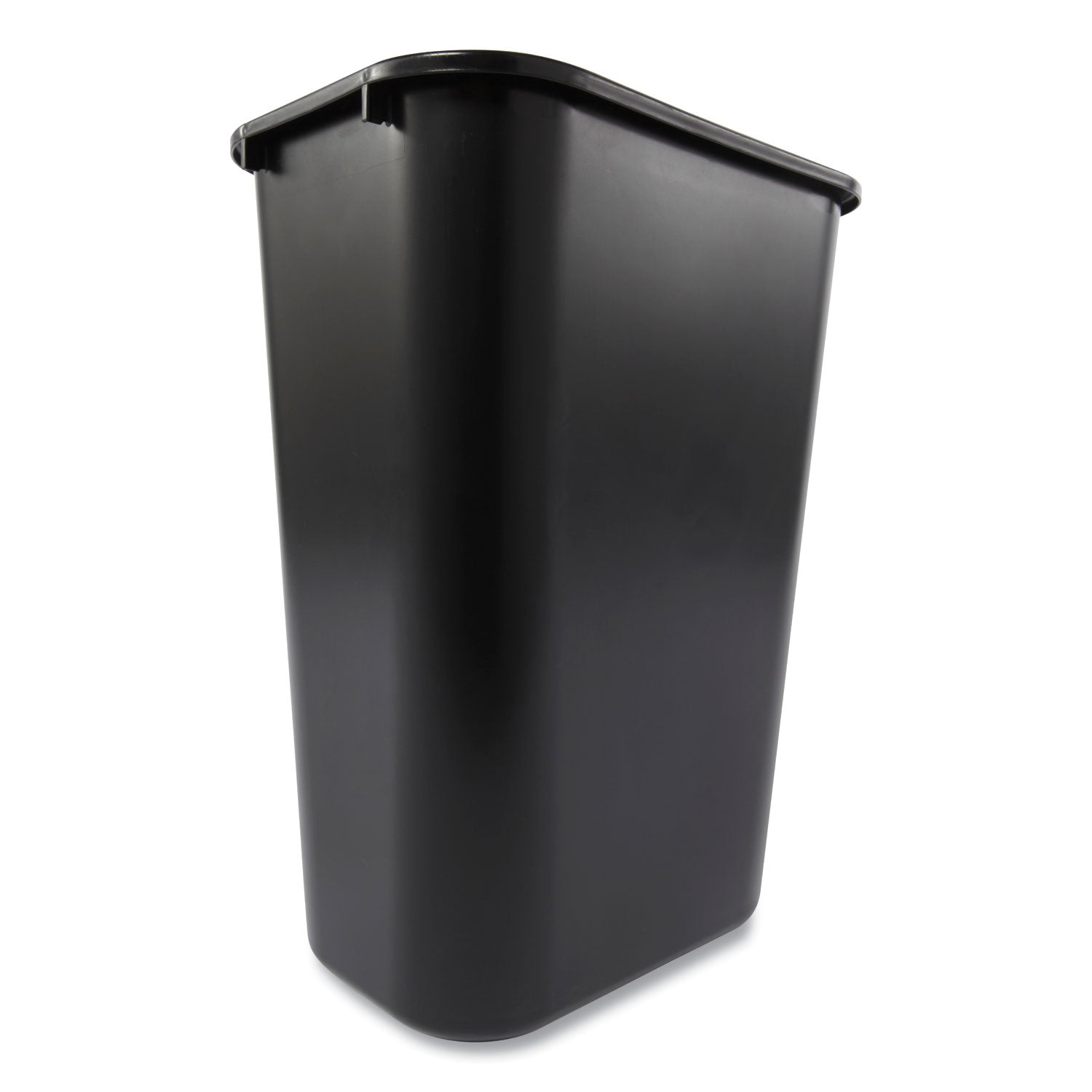 Deskside Plastic Wastebasket, 10.25 gal, Plastic, Black - 