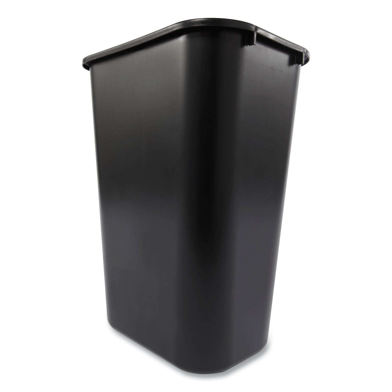 Deskside Plastic Wastebasket, 10.25 gal, Plastic, Black - 
