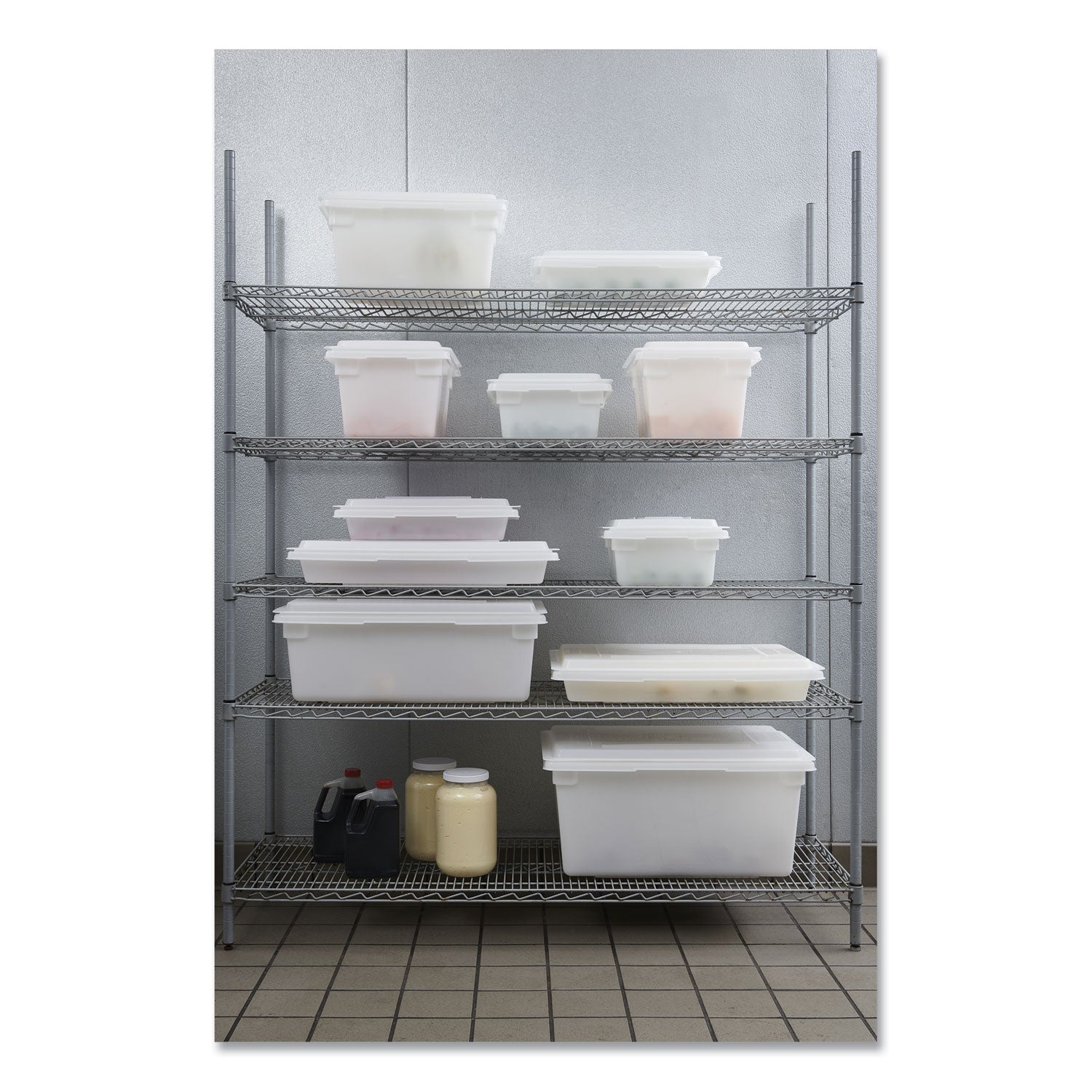 Food/Tote Boxes, 2 gal, 18 x 12 x 3.5, White, Plastic - 