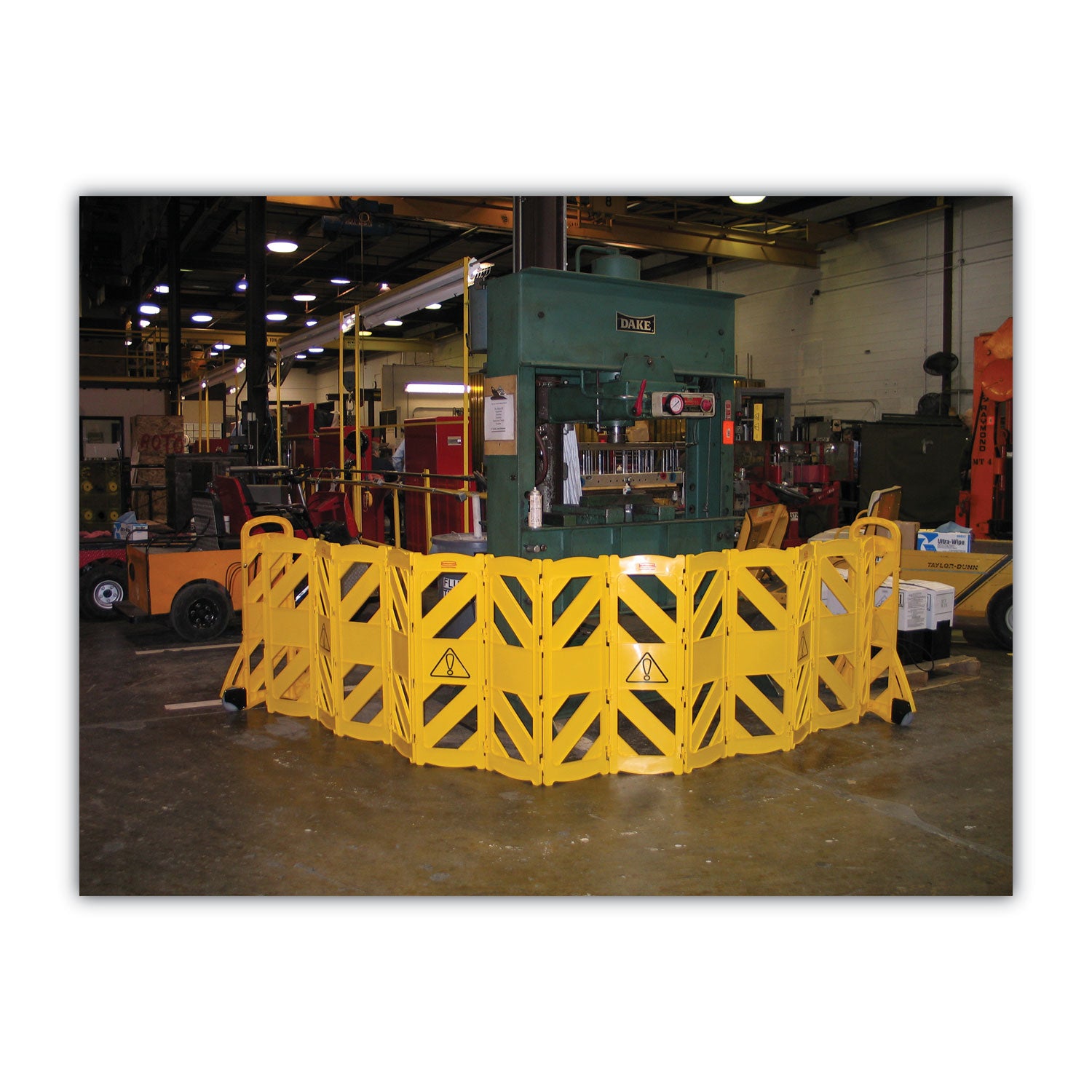 Portable Mobile Safety Barrier, Plastic, 13 ft x 40", Yellow - 