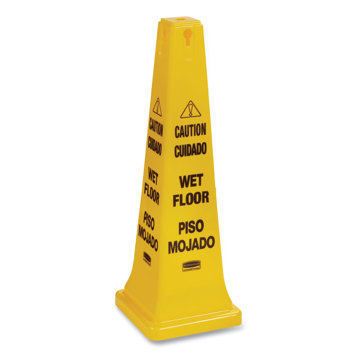 Multilingual Wet Floor Safety Cone, 12.25 x 12.25 x 36 - 