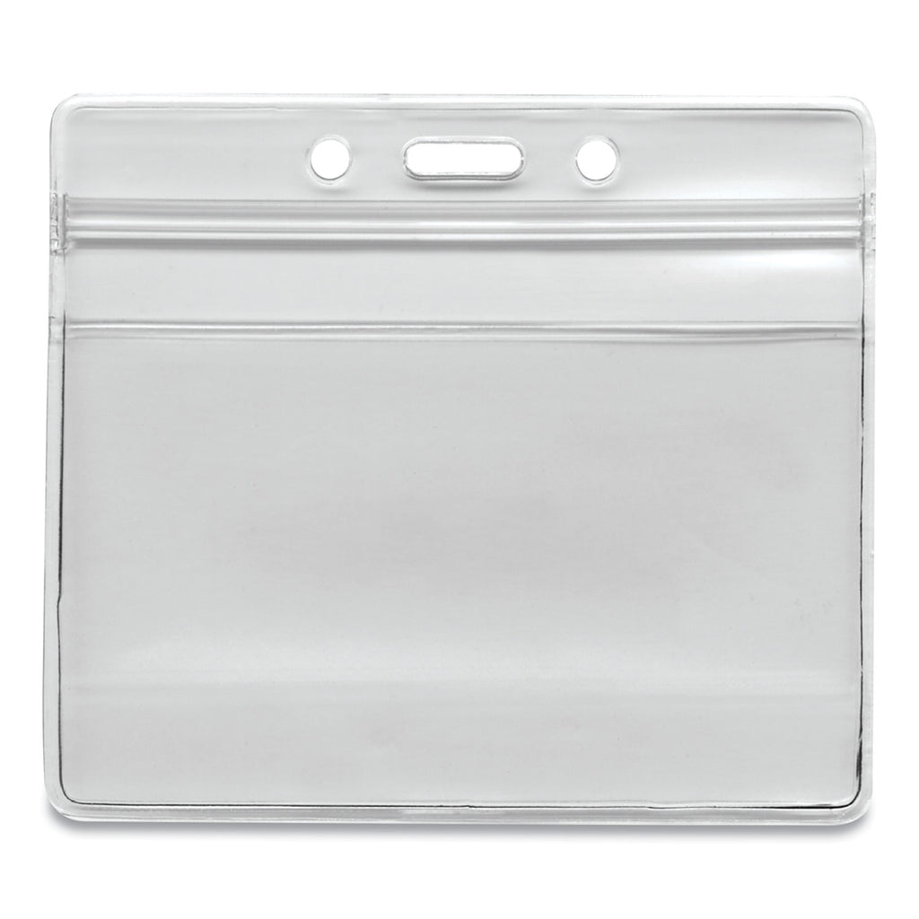 Resealable ID Badge Holders, Horizontal Orientation, Transparent Frost 4.13" x 3.75" Holder, 4" x 2.81" Insert, 50/Pack