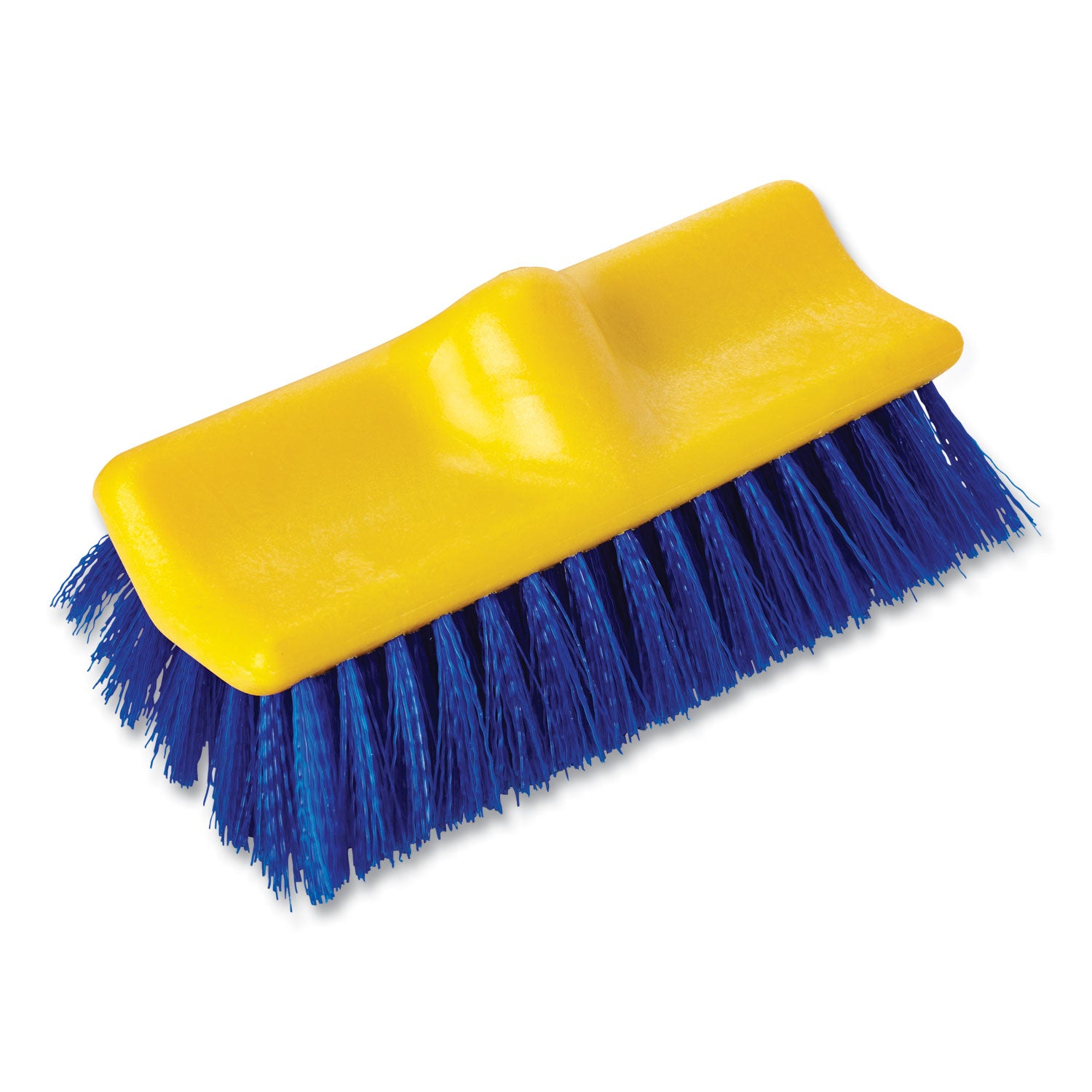 Bi-Level Deck Scrub Brush, Blue Polypropylene Bristles, 10" Brush, 10" Plastic Block, Threaded Hole - 2