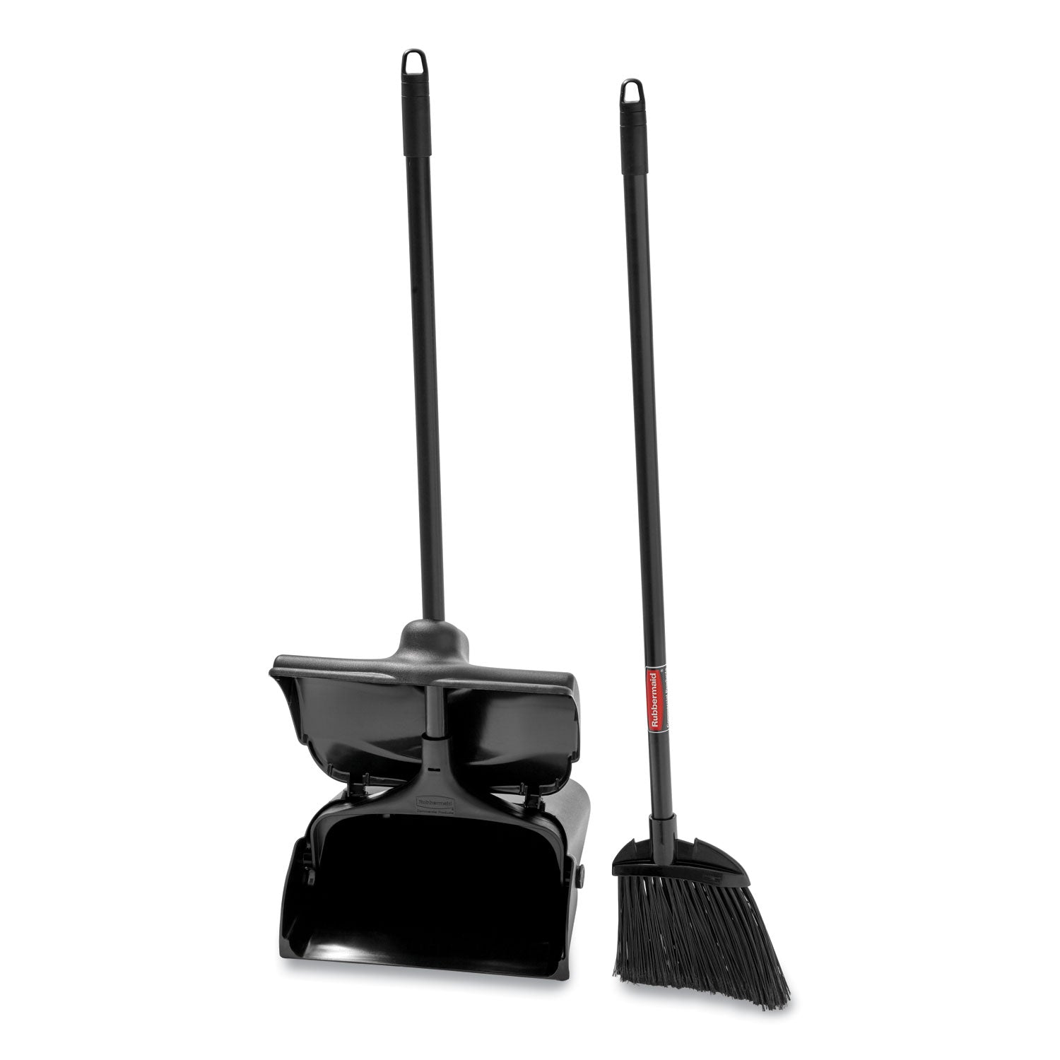 Lobby Pro Upright Dustpan, with Cover, 12.5w x 37h, Plastic Pan/Metal Handle, Black - 