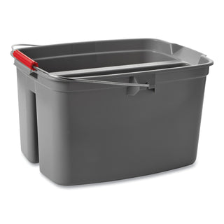 19 Quart Double Utility Pail, Plastic, Gray, 18 x 14.5 x 10 - 