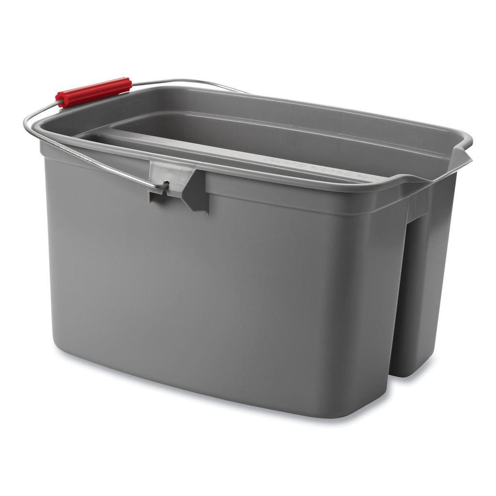 19 Quart Double Utility Pail, Plastic, Gray, 18 x 14.5 x 10 - 