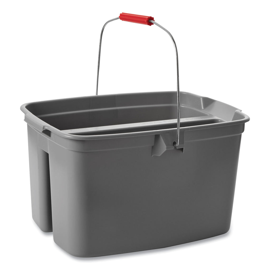 19 Quart Double Utility Pail, Plastic, Gray, 18 x 14.5 x 10 - 