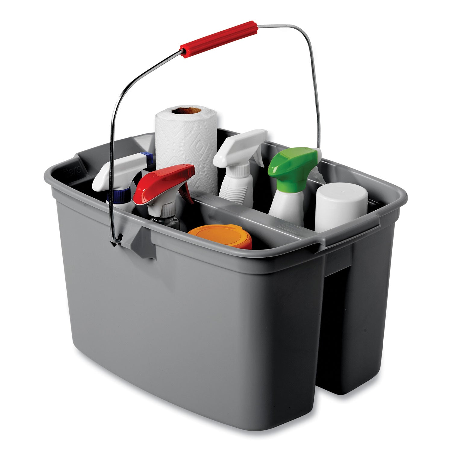 19 Quart Double Utility Pail, Plastic, Gray, 18 x 14.5 x 10 - 