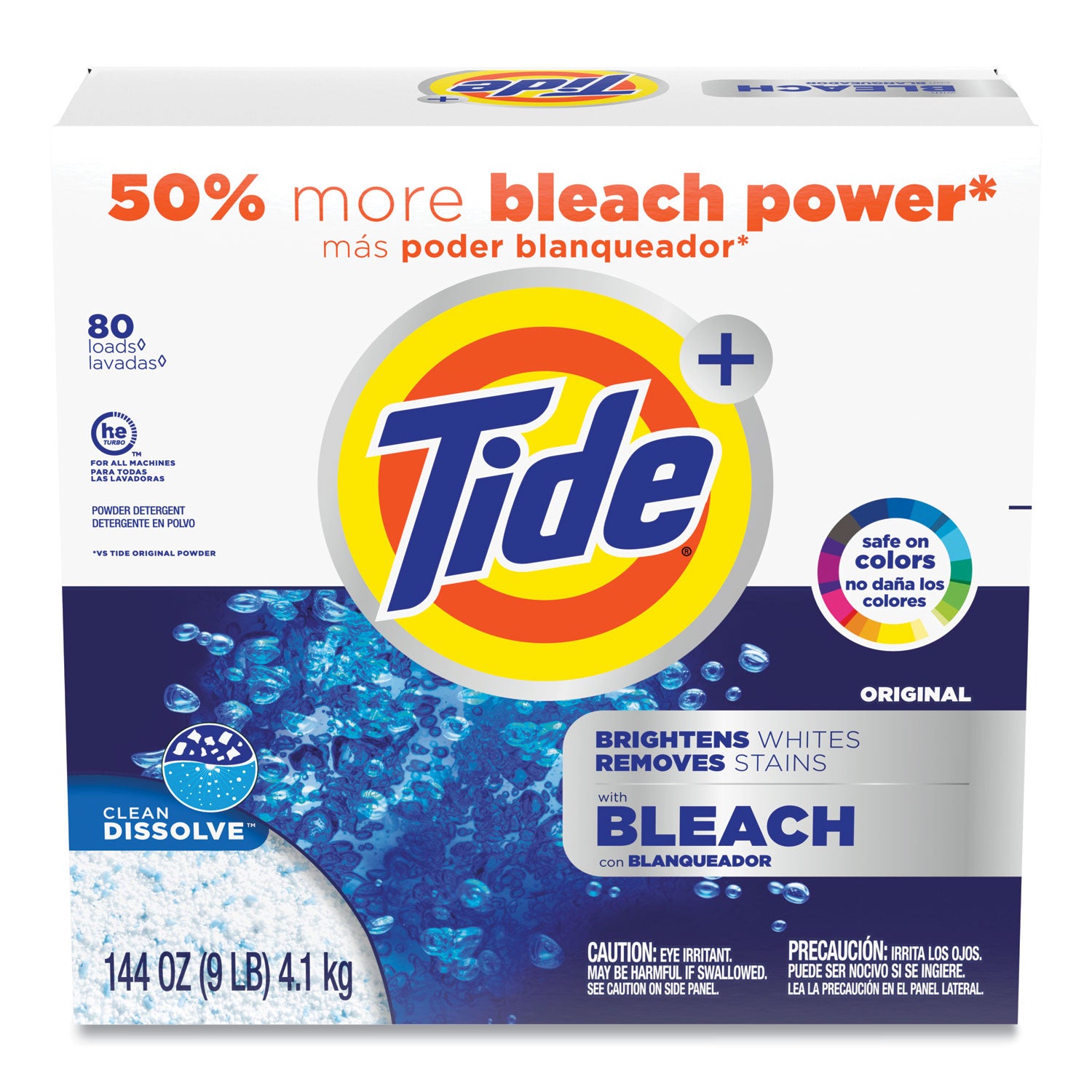 Laundry Detergent with Bleach, Tide Original Scent, Powder, 144 oz Box - 
