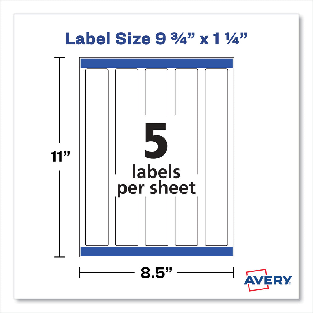 Water-Resistant Wraparound Labels w/ Sure Feed, 9.75 x 1.25, White, 40/Pack