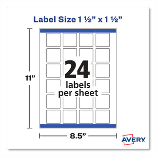 Square Labels with Sure Feed and TrueBlock, 1.5 x 1.5, White, 600/Pack