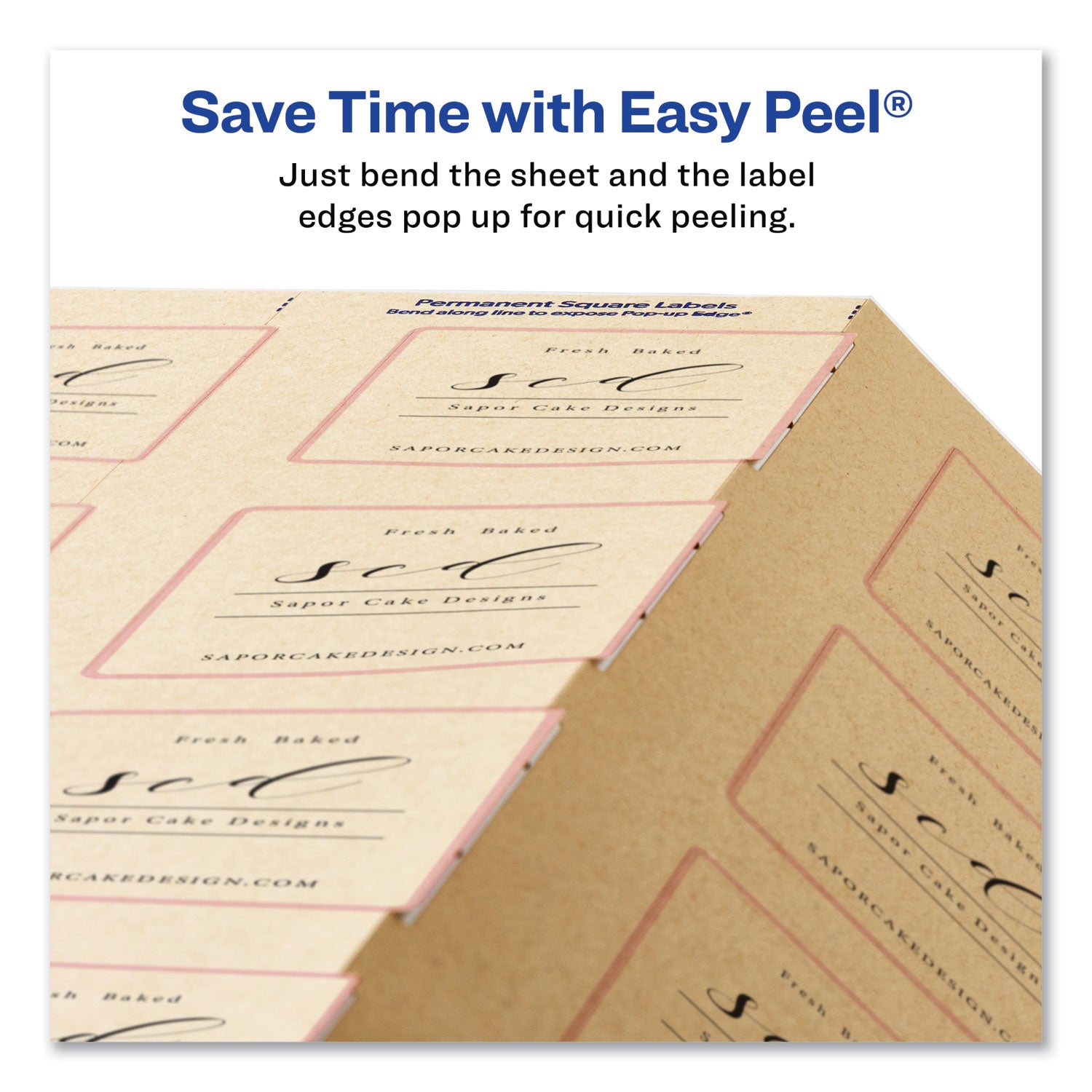 Square Print-to-the-Edge Labels, Inkjet/Laser Printers, 2 x 2, Kraft Brown, 12/Sheet, 25 Sheets/Pack