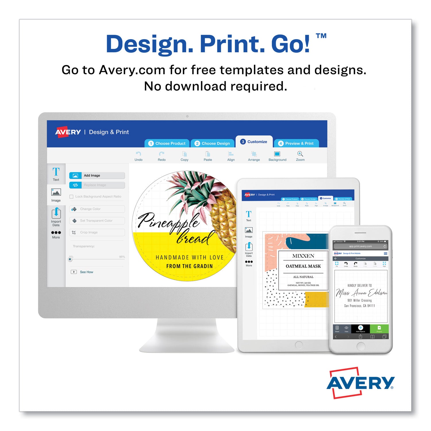 Square Print-to-the-Edge Labels, Inkjet/Laser Printers, 2 x 2, Kraft Brown, 12/Sheet, 25 Sheets/Pack