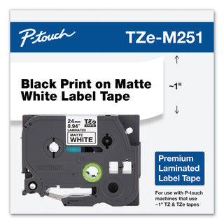 TZe Premium Laminated Tape, 0.94" x 26.2 ft, Black on White