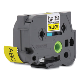 TZe Extra-Strength Adhesive Laminated Labeling Tape, 0.94" x 26.2 ft, Black on Yellow