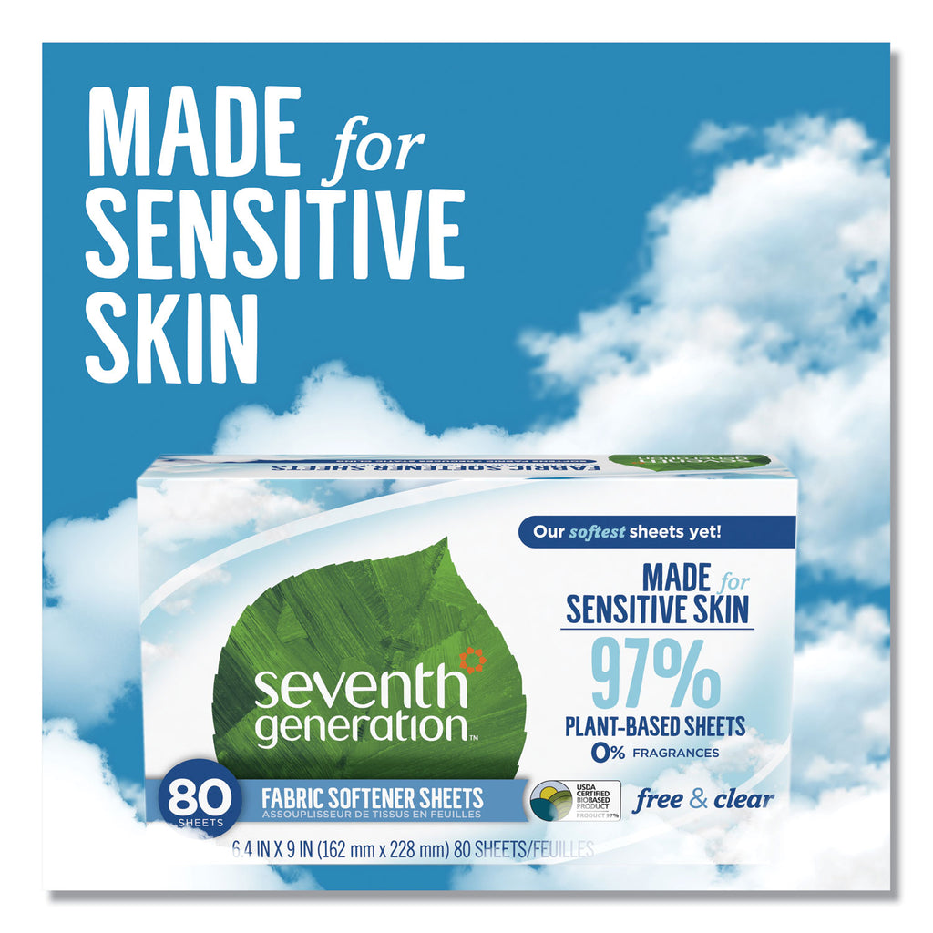 Natural Fabric Softener Sheets, Unscented, 80 Sheets/Box, 4/Carton