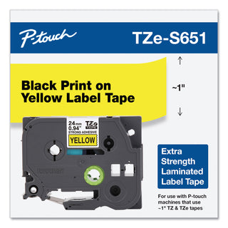 TZe Extra-Strength Adhesive Laminated Labeling Tape, 0.94" x 26.2 ft, Black on Yellow