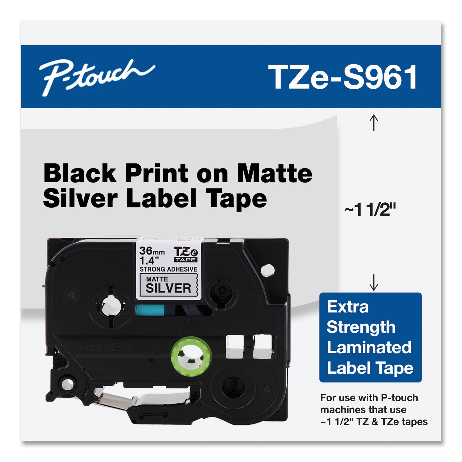 tz-extra-strength-adhesive-laminated-labeling-tape-14-x-262-ft-black-on-matte-silver_brttzes961 - 2