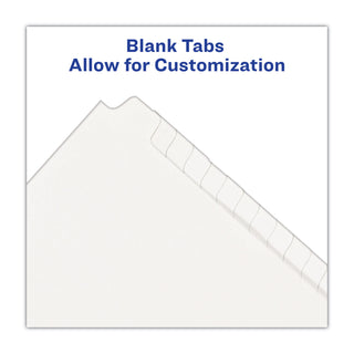 Blank Tab Legal Exhibit Index Divider Set, 25-Tab, 11 x 8.5, White, 1 Set