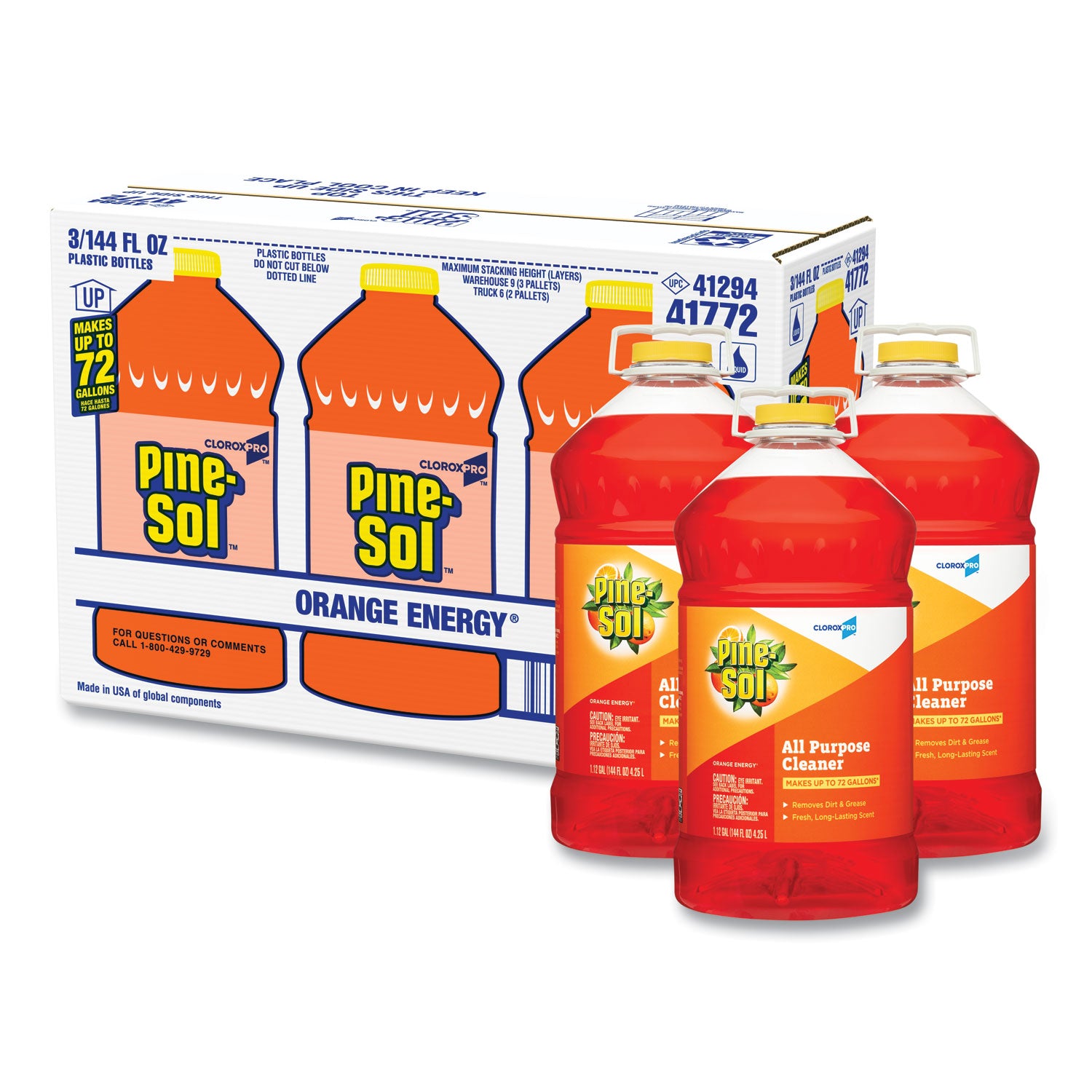 All-Purpose Cleaner, Orange Energy, 144 oz Bottle, 3/Carton - 