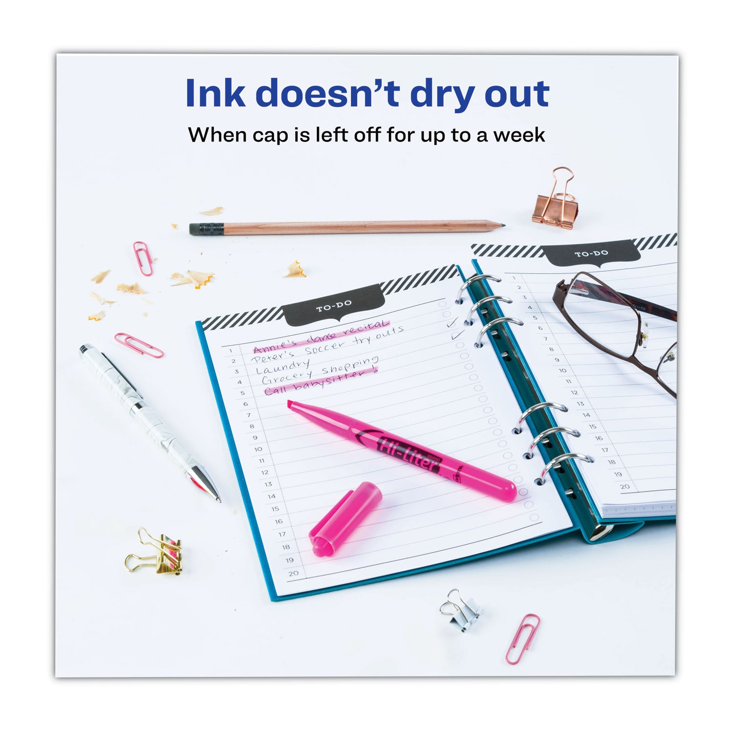 HI-LITER Pen-Style Highlighters, Fluorescent Pink Ink, Chisel Tip, Pink/Black Barrel, Dozen - 