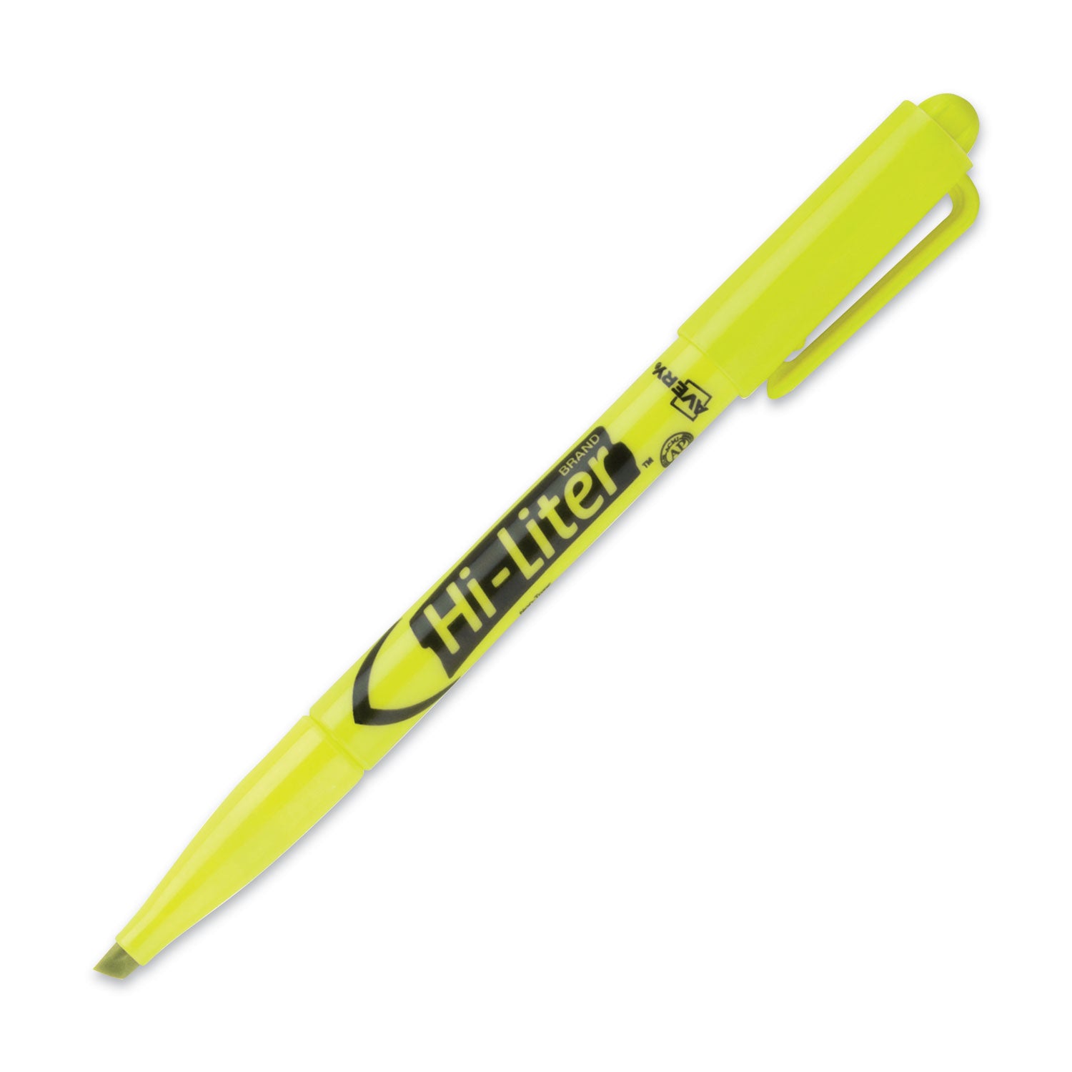 HI-LITER Pen-Style Highlighters, Fluorescent Yellow Ink, Chisel Tip, Yellow/Black Barrel, Dozen - 