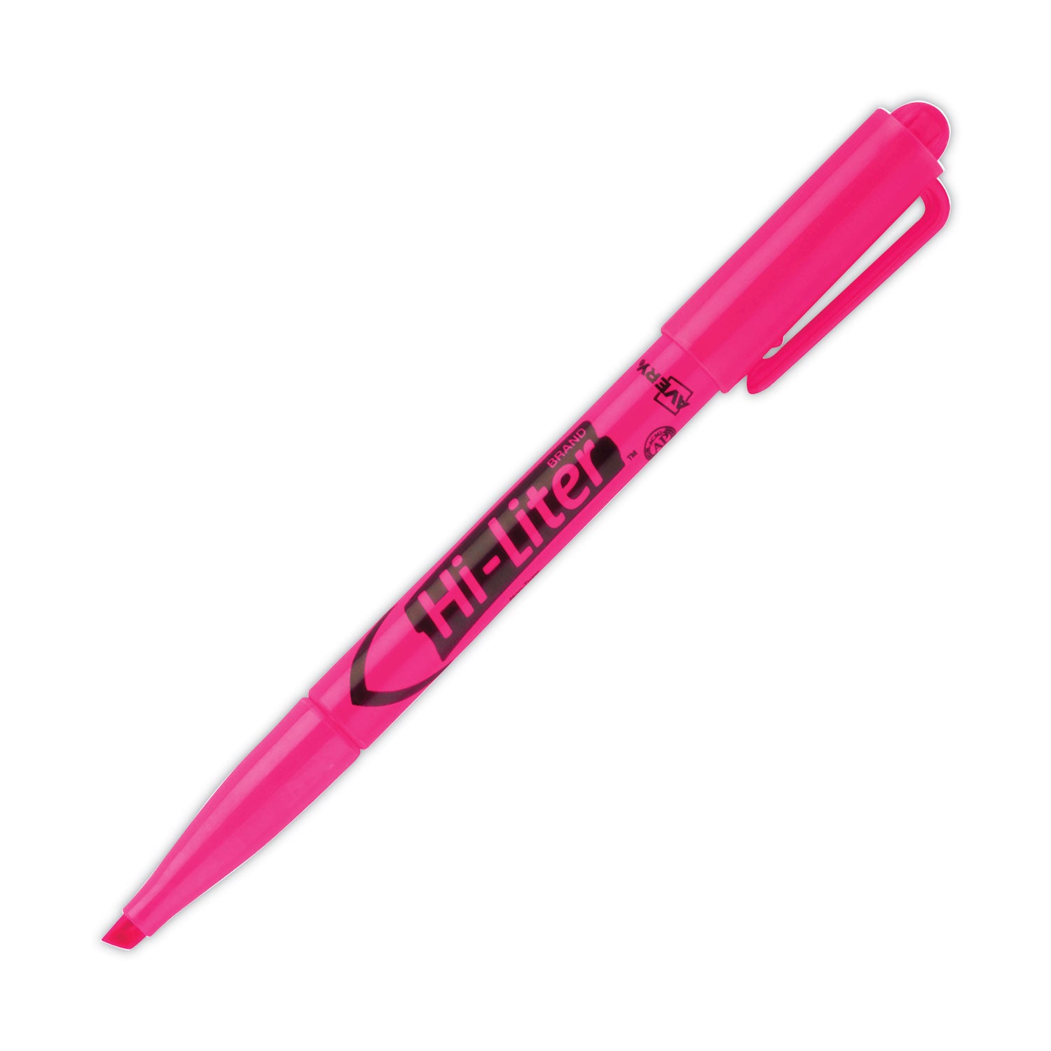 HI-LITER Pen-Style Highlighters, Fluorescent Pink Ink, Chisel Tip, Pink/Black Barrel, Dozen - 