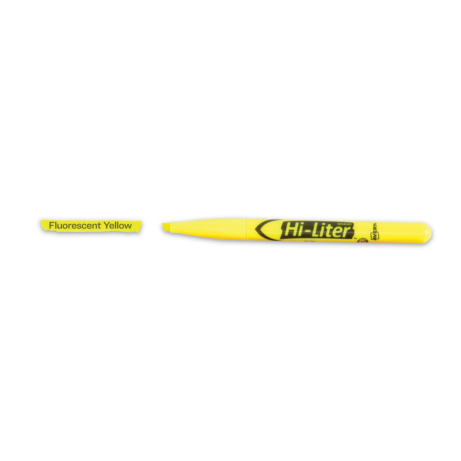 HI-LITER Pen-Style Highlighters, Fluorescent Yellow Ink, Chisel Tip, Yellow/Black Barrel, Dozen - 