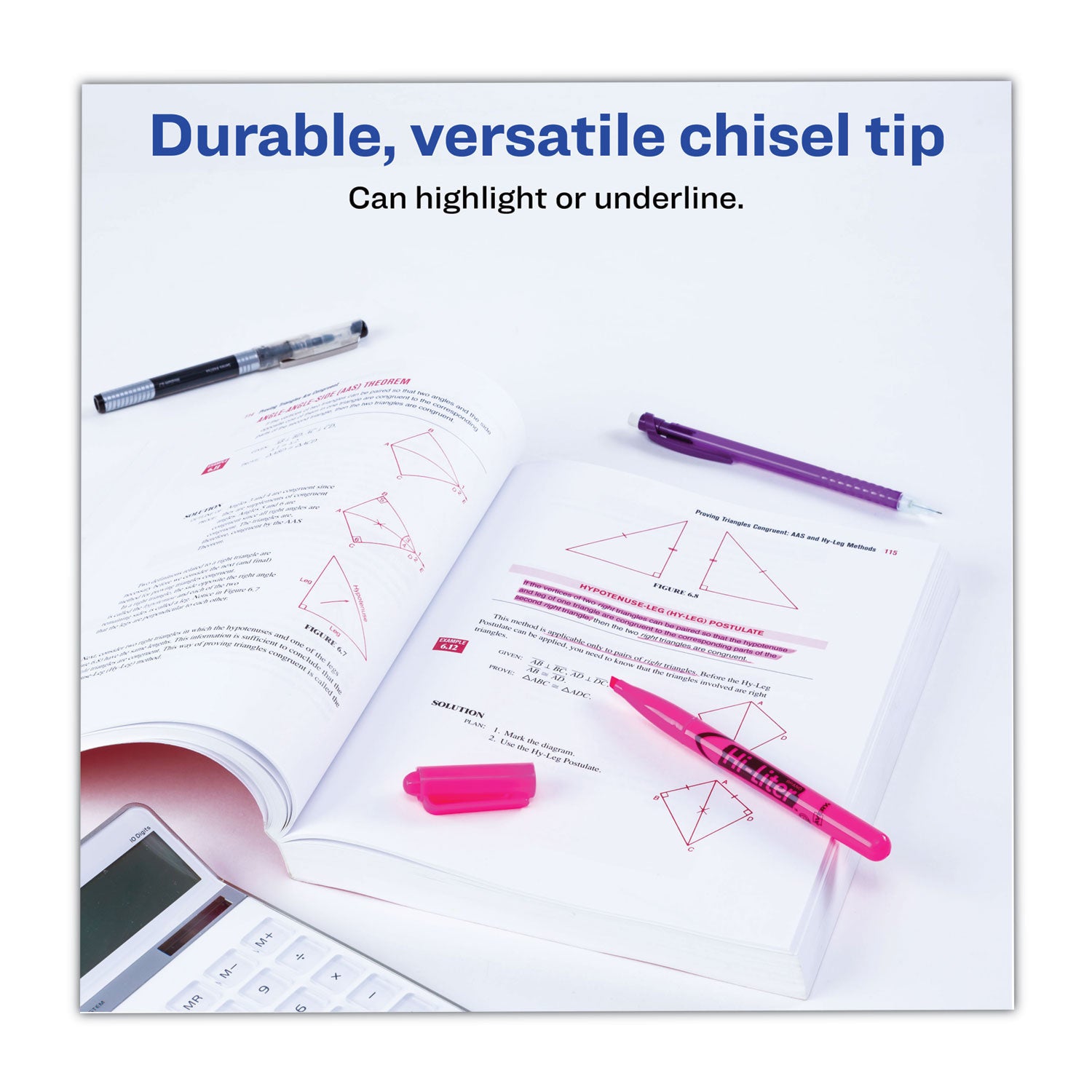 HI-LITER Pen-Style Highlighters, Fluorescent Pink Ink, Chisel Tip, Pink/Black Barrel, Dozen - 