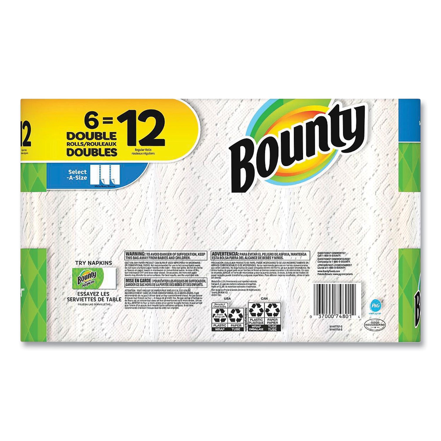 select-a-size-kitchen-roll-paper-towels-2-ply-white-59-x-11-110-sheets-roll-6-rolls-carton_pgc74801 - 6