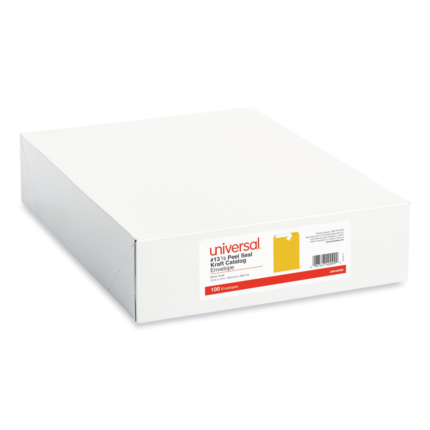 Peel Seal Strip Catalog Envelope, #13 1/2, Square Flap, Self-Adhesive Closure, 10 x 13, Natural Kraft, 100/Box - 