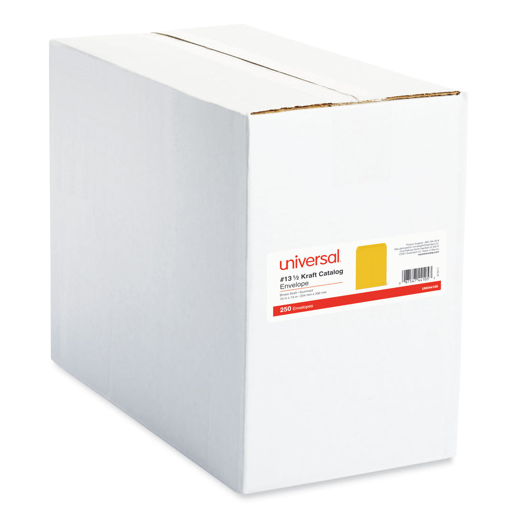 Catalog Envelope, #13 1/2, Square Flap, Gummed Closure, 10 x 13, Brown Kraft, 250/Box - 