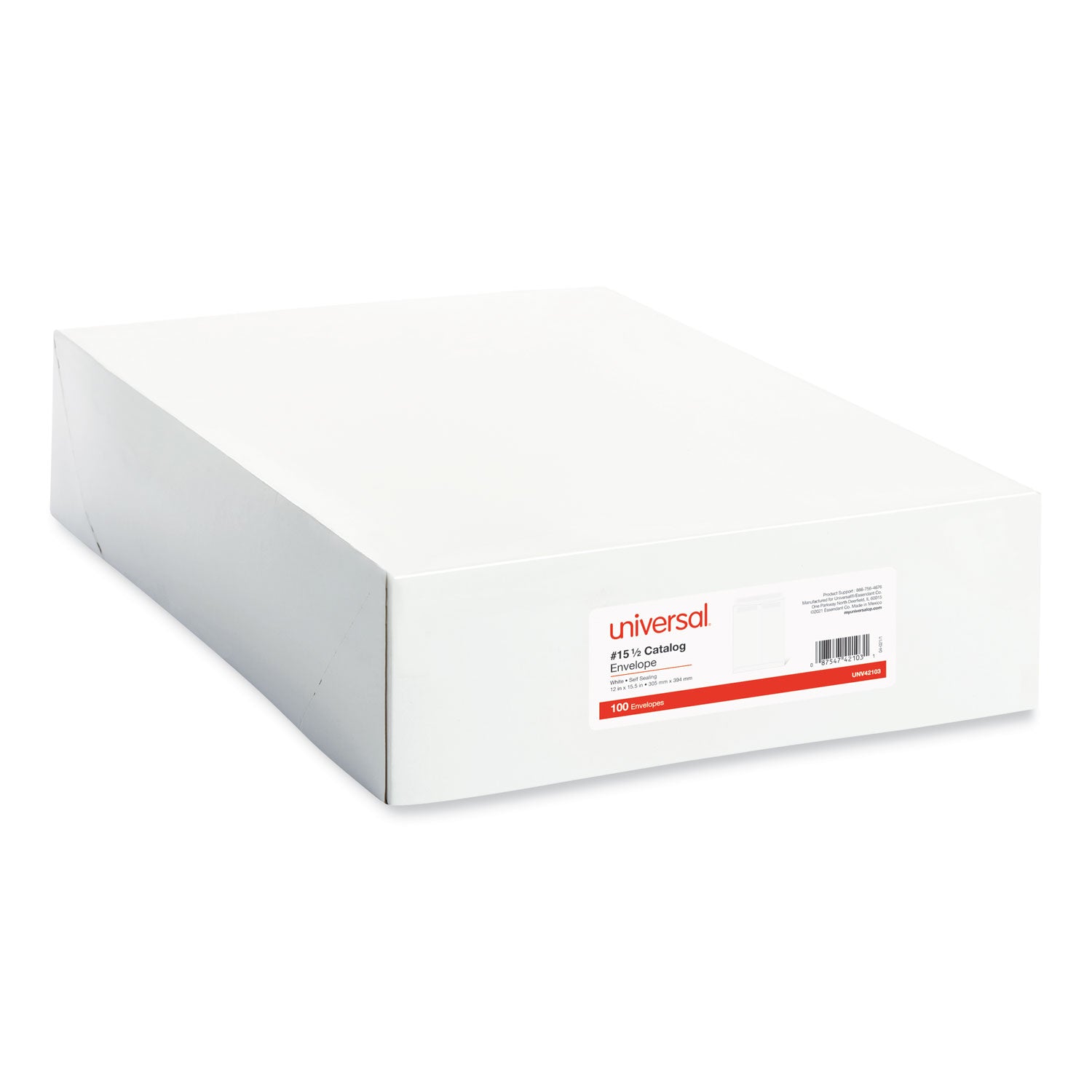 Self-Stick Open End Catalog Envelope, #15 1/2, Square Flap, Self-Adhesive Closure, 12 x 15.5, White, 100/Box - 