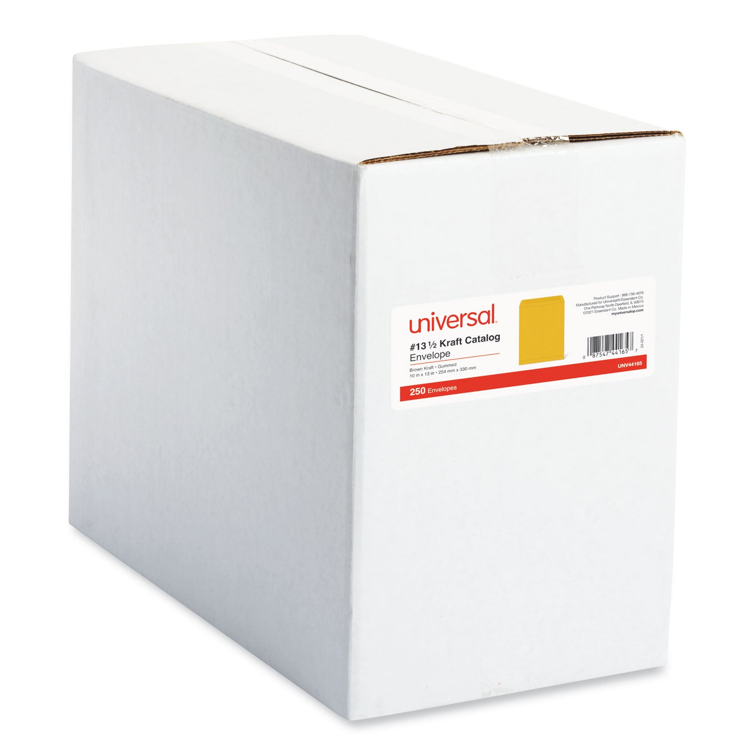 Catalog Envelope, 28 lb Bond Weight Kraft, #13 1/2, Square Flap, Gummed Closure, 10 x 13, Brown Kraft, 250/Box - 