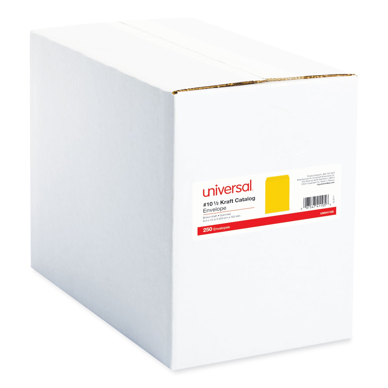 Catalog Envelope, 24 lb Bond Weight Paper, #10 1/2, Square Flap, Gummed Closure, 9 x 12, Brown Kraft, 250/Box - 