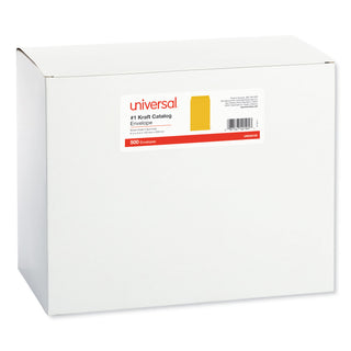 Catalog Envelope, 24 lb Bond Weight Kraft, #1, Square Flap, Gummed Closure, 6 x 9, Brown Kraft, 500/Box - 