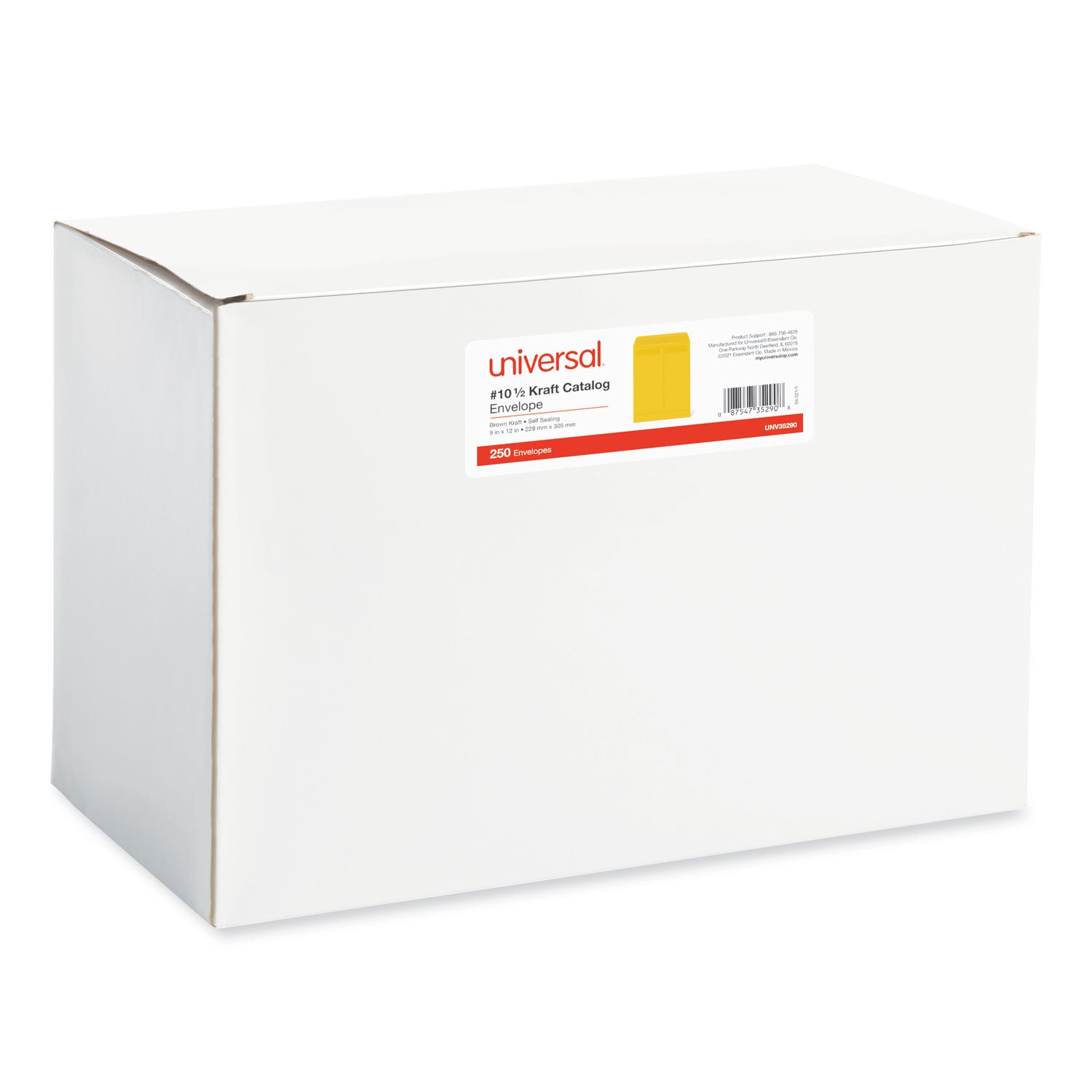 Self-Stick Open End Catalog Envelope, #10 1/2, Square Flap, Self-Adhesive Closure, 9 x 12, Brown Kraft, 250/Box - 