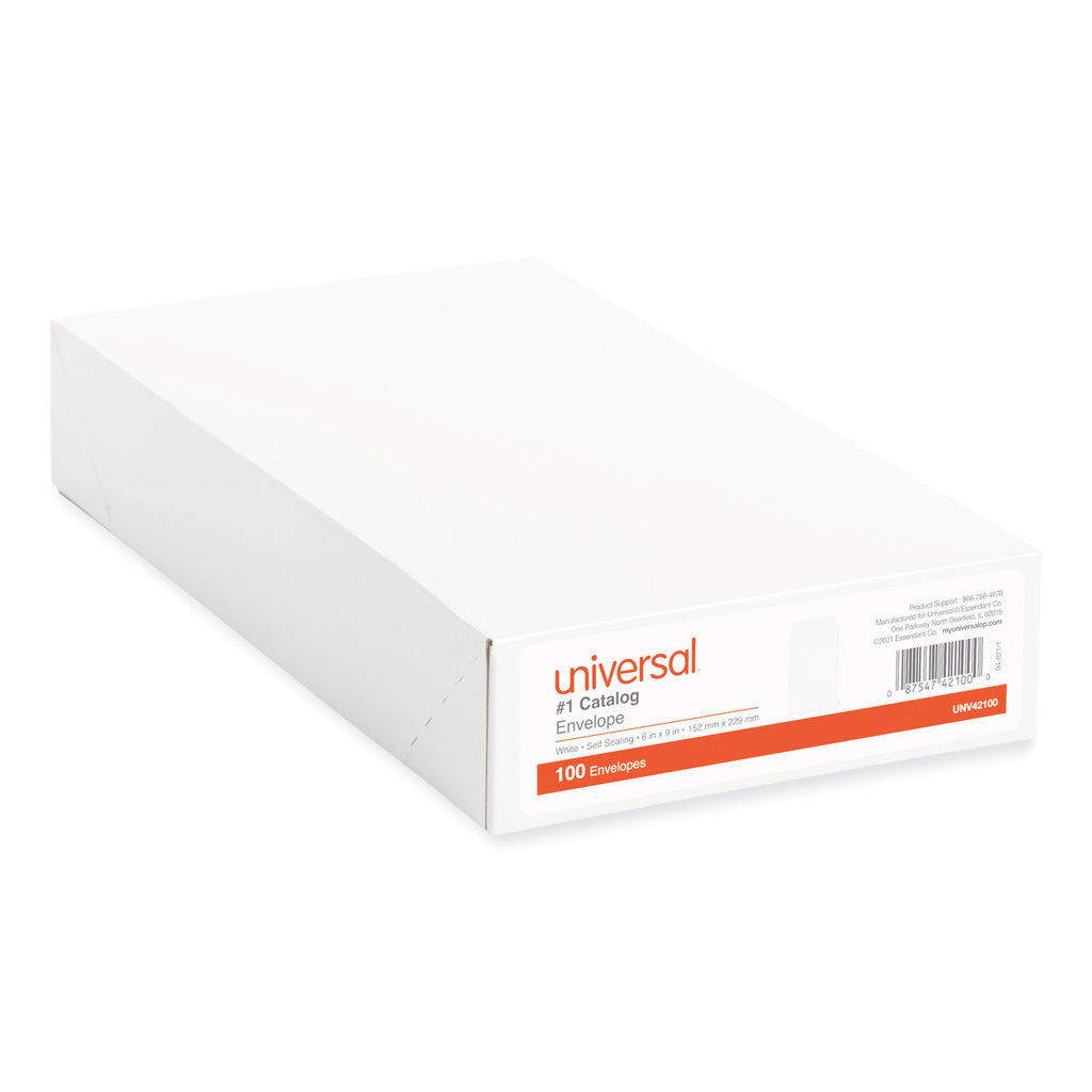 Self-Stick Open End Catalog Envelope, #1, Square Flap, Self-Adhesive Closure, 6 x 9, White, 100/Box - 