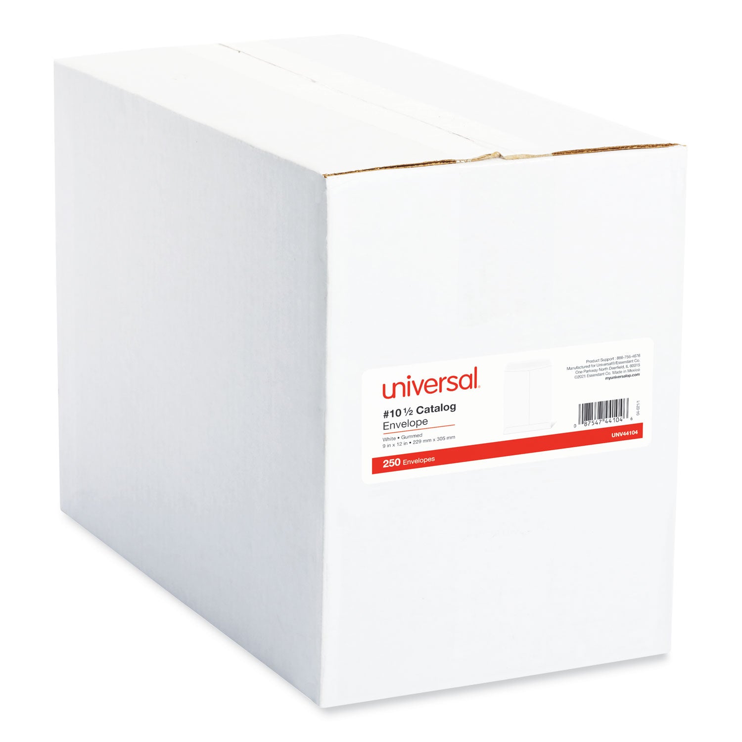 Catalog Envelope, 24 lb Bond Weight Paper, #10 1/2, Square Flap, Gummed Closure, 9 x 12, White, 250/Box - 
