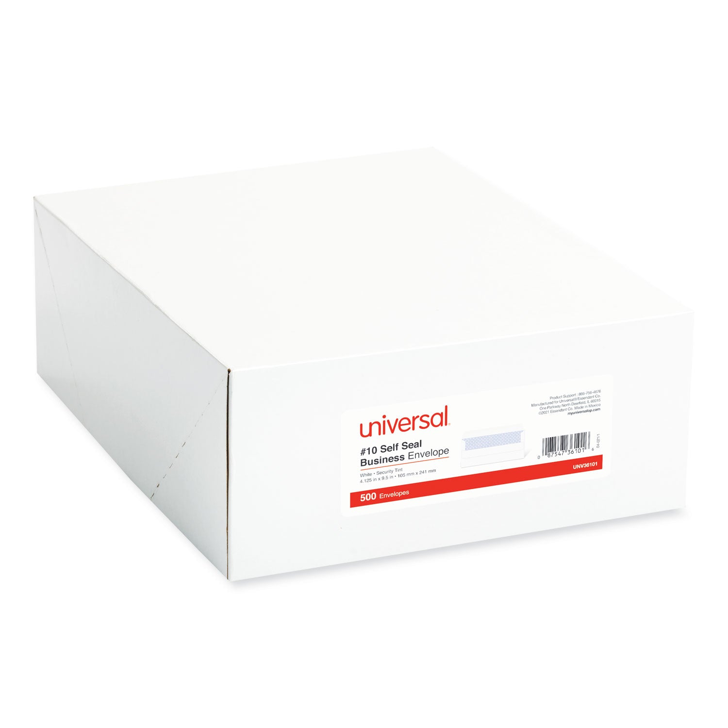 Self-Seal Security Tint Business Envelope, #10, Square Flap, Self-Adhesive Closure, 4.13 x 9.5, White, 500/Box - 