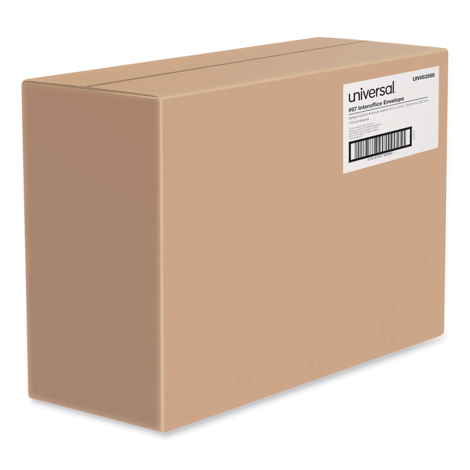 Light Brown Kraft String/Button Interoffice Envelope, #97, Two-Sided Five-Column Format, 10 x 13, Light Brown Kraft, 100/Box - 