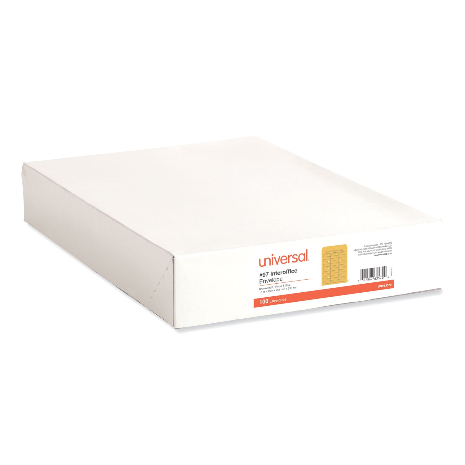 Deluxe Interoffice Press and Seal Envelopes, #97, Two-Sided Three-Column Format, 10 x 13, Brown Kraft, 100/Box - 