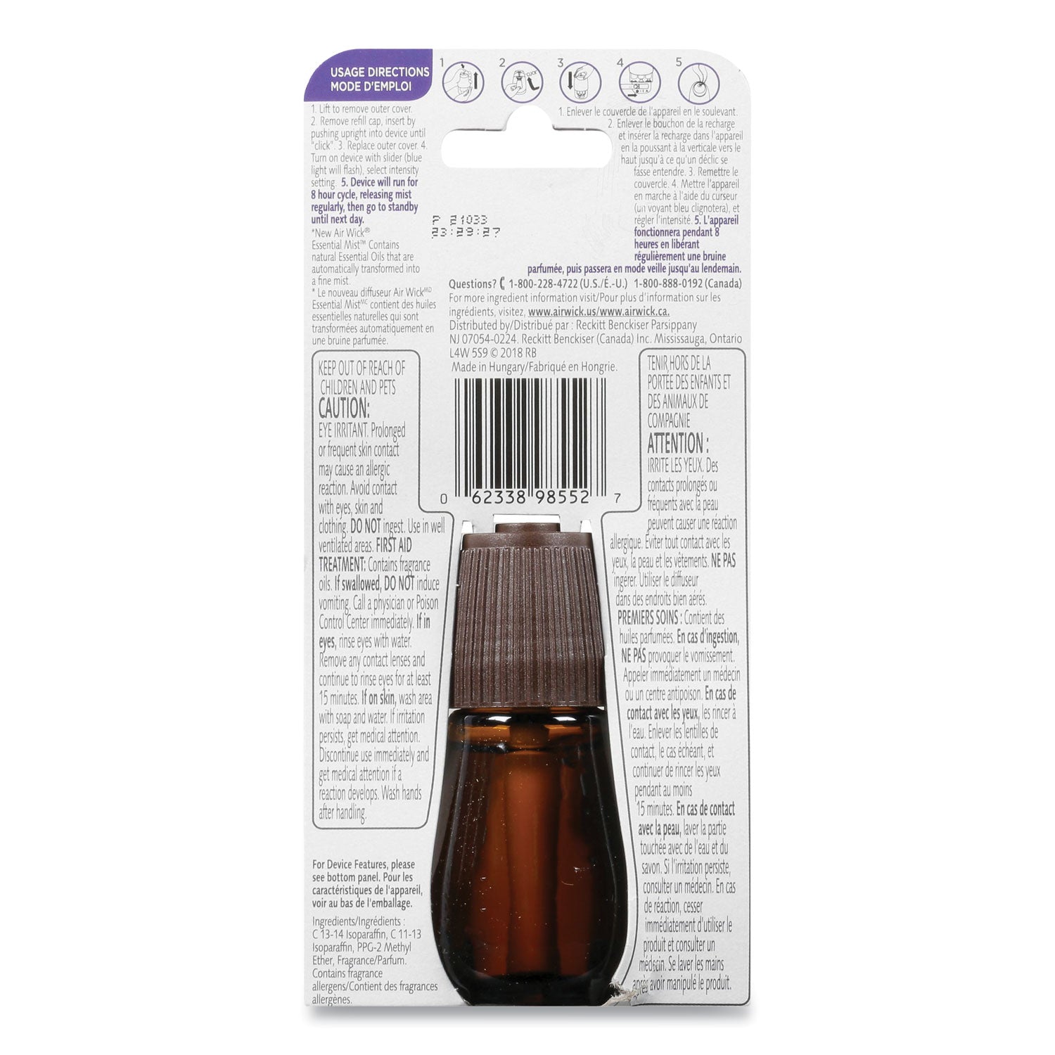Essential Mist Refill, Lavender and Almond Blossom, 0.67 oz Bottle