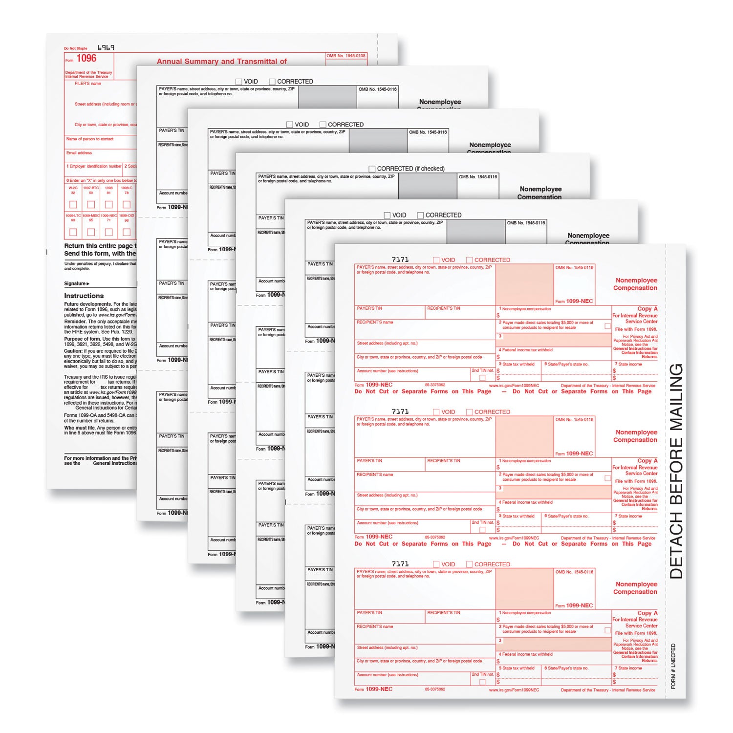 1099-nec-tax-forms-fiscal-year-2023-five-part-carbonless-85-x-35-3-forms-sheet-50-forms-total_top22993nec - 1