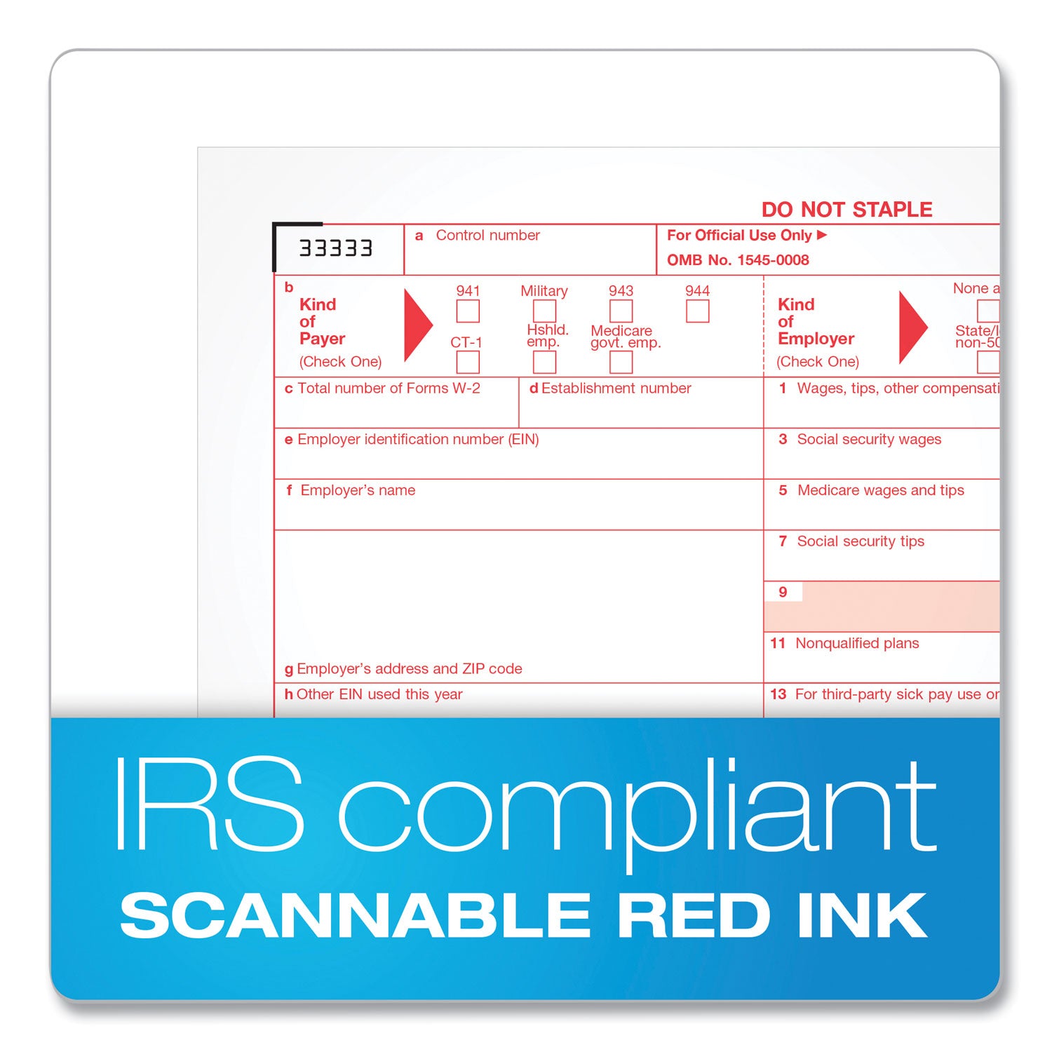 W-2 Tax Forms Kit with Envelopes, Fiscal Year: 2023, Six-Part Carbonless, 8.5 x 5.5, 2 Forms/Sheet, 24 Forms Total - 