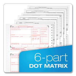 W-2 Tax Forms for Dot Matrix Printers, Fiscal Year: 2023, Six-Part Carbonless, 5.5 x 8.5, 2 Forms/Sheet, 24 Forms Total - 