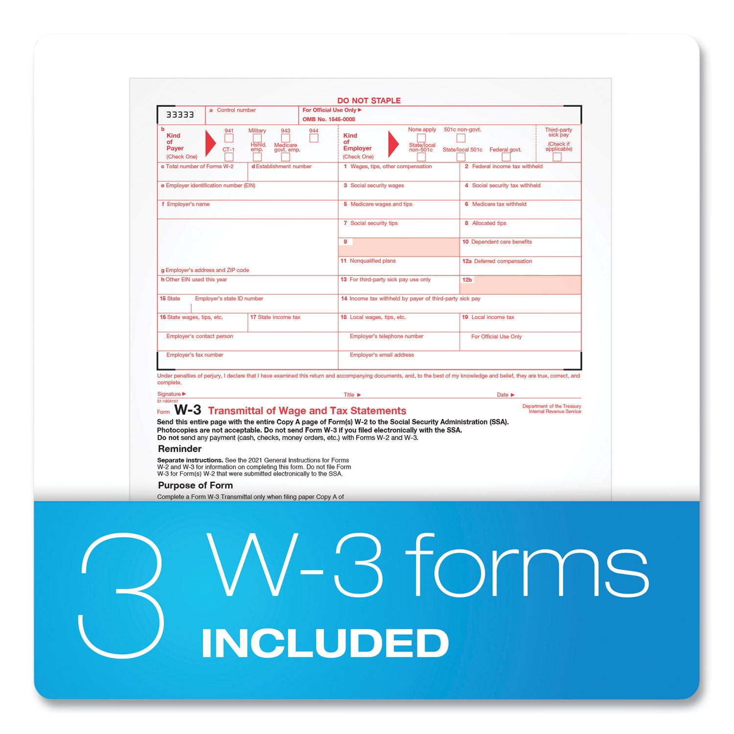 W-2 Tax Forms Kit with Envelopes, Fiscal Year: 2023, Six-Part Carbonless, 8.5 x 5.5, 2 Forms/Sheet, 24 Forms Total - 
