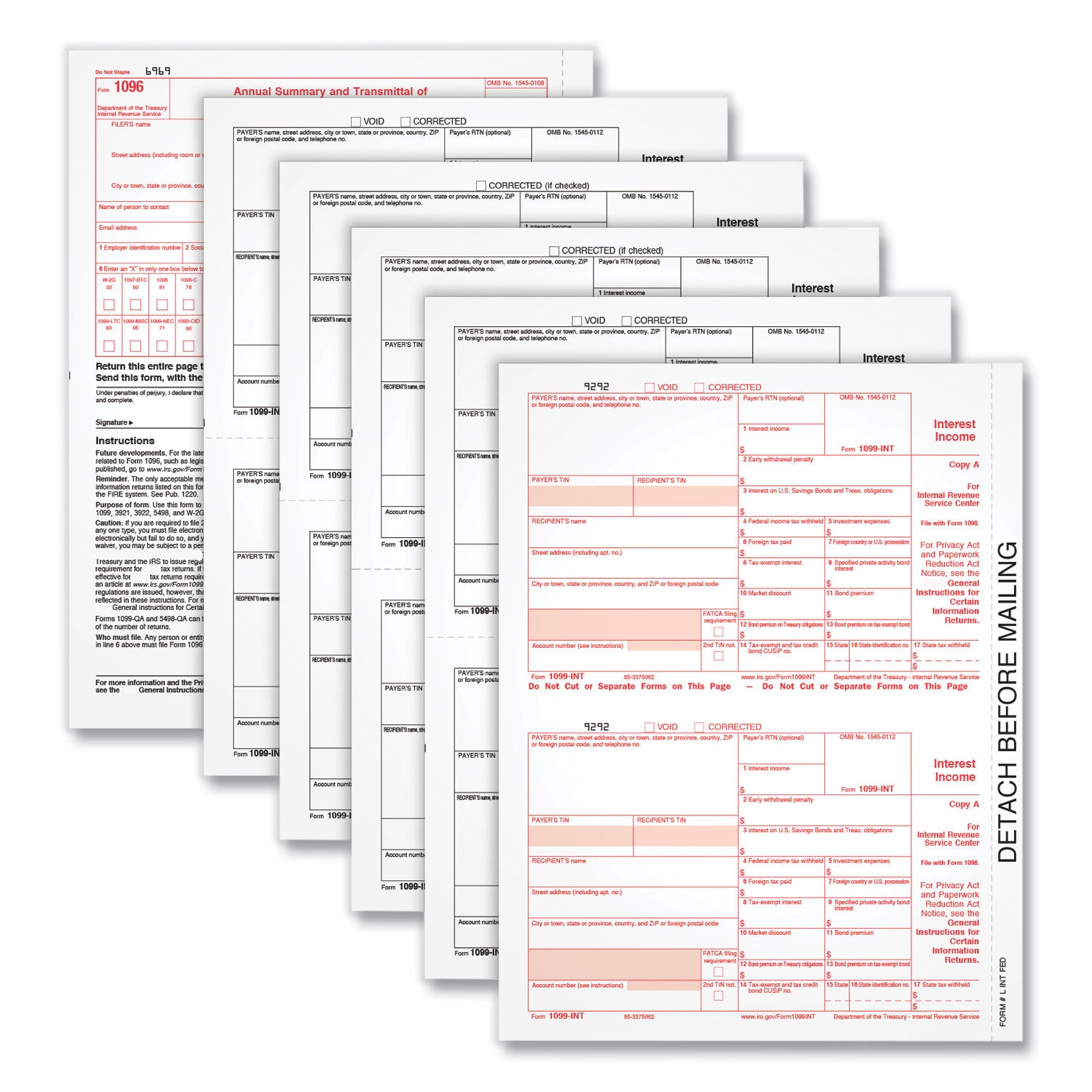 1099-int-tax-forms-for-inkjet-laser-printers-fiscal-year-2023-five-part-carbonless-8-x-55-2-forms-sheet-24-forms-total_top22983 - 1