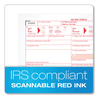 W-2 Tax Forms for Inkjet/Laser Printers, Fiscal Year: 2023, Four-Part Carbonless, 8.5 x 5.5, 2 Forms/Sheet, 50 Forms Total - 