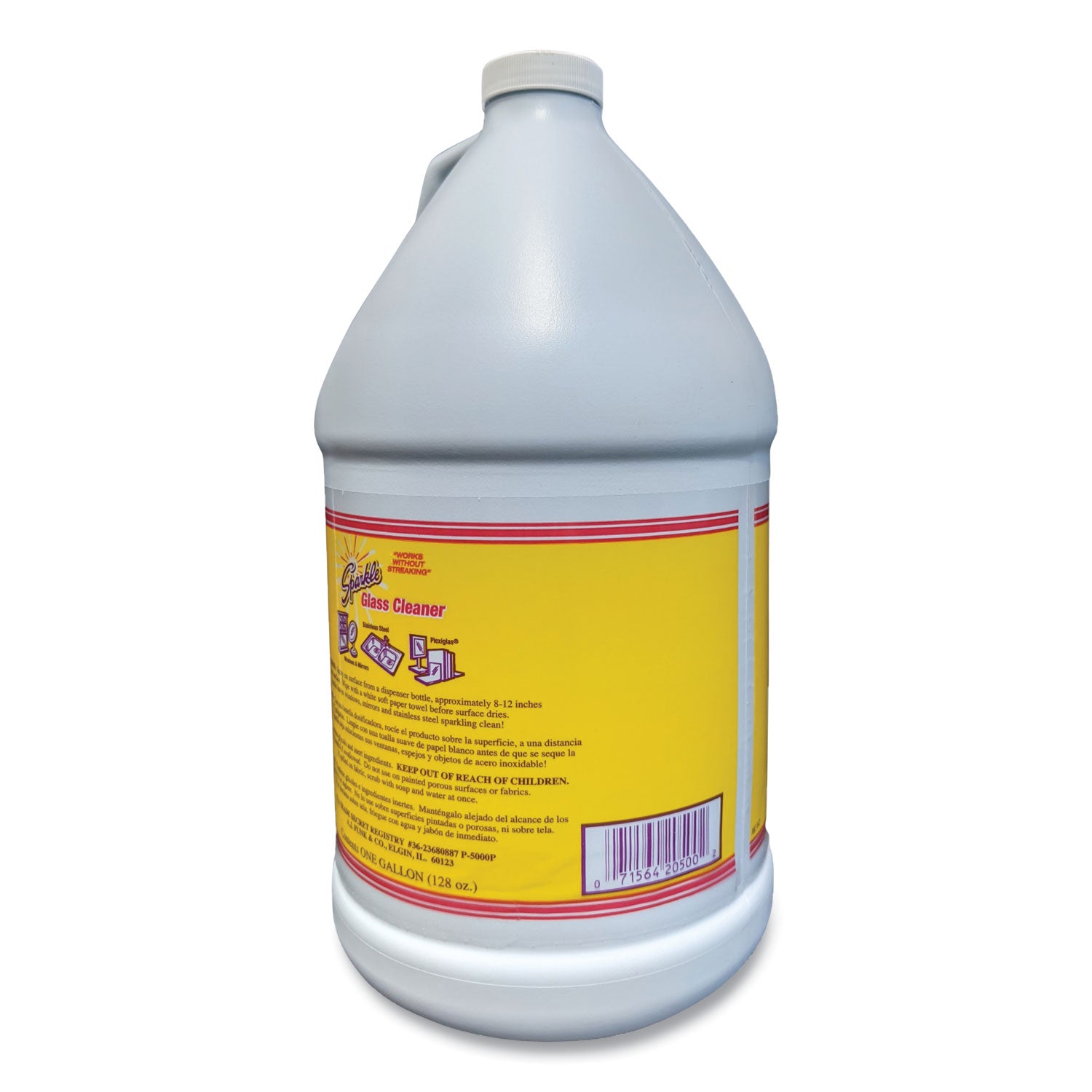 Glass Cleaner, 1 gal Bottle Refill, 4/Carton